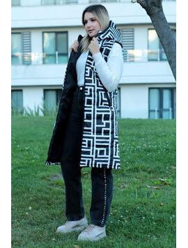 Vesta Dama Fas KneeHigh Alb cu Negru